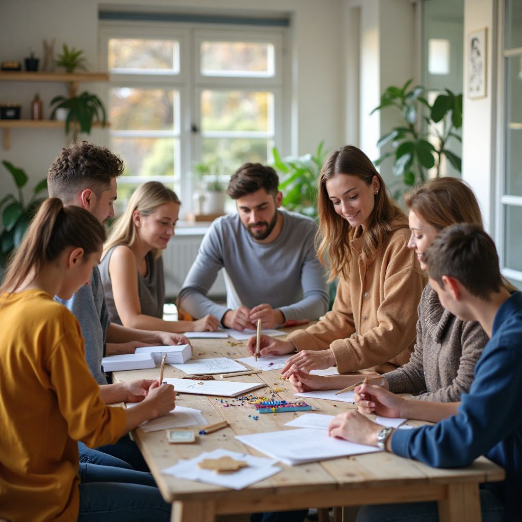 People sharing hobby experiences in a community setting